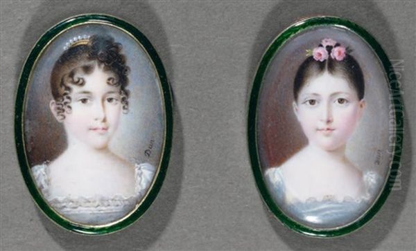 Deux Jeunes Filles (2 Works) Oil Painting by Nicolas-Francois Dun