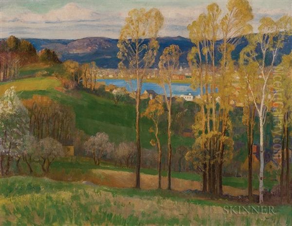 Autumn Landscape, Possibly Oyster River, Chatham Oil Painting by Harold C. Dunbar