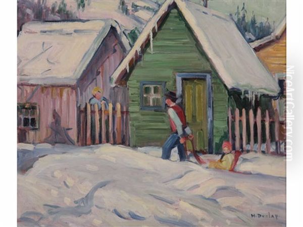 Winter Sleigh Ride Oil Painting by Helena Adele Dunlap