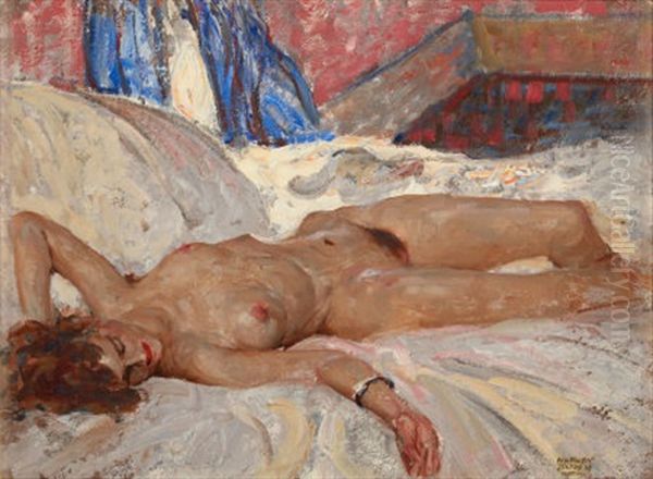 Reclining Nude Oil Painting by Harvey Dunn