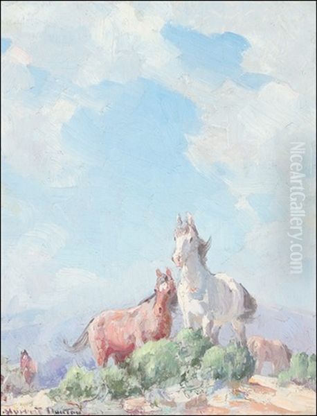 Range Horses Oil Painting by William Herbert Dunton