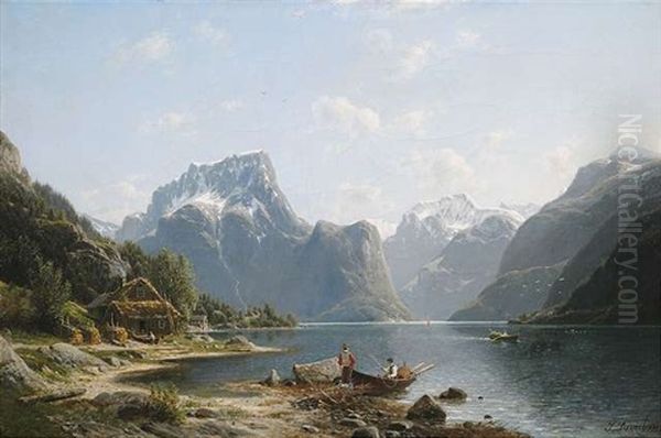 Sommerliche Partie Am Bredheimssee In Der Region Nordfjord Oil Painting by Johannes Bartholomaeus Duntze