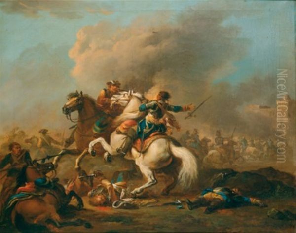 Choc De Cavalerie Oil Painting by Jean Duplessis-Bertaux