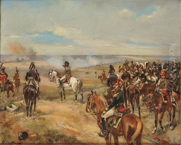 Napoleon 1er Et Son Etat Major Sur Un Champs De Bataille Oil Painting by Henri Louis Dupray