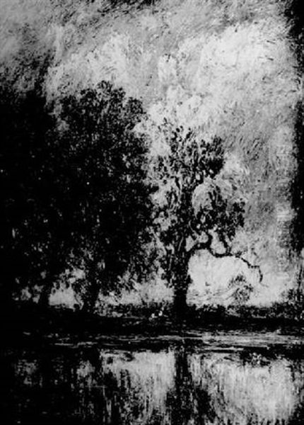Les Arbres Au Bord De L'eau Oil Painting by Leon Victor Dupre
