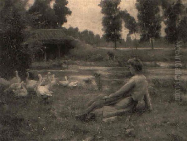 The Goose Girl Oil Painting by Leon Victor Dupre