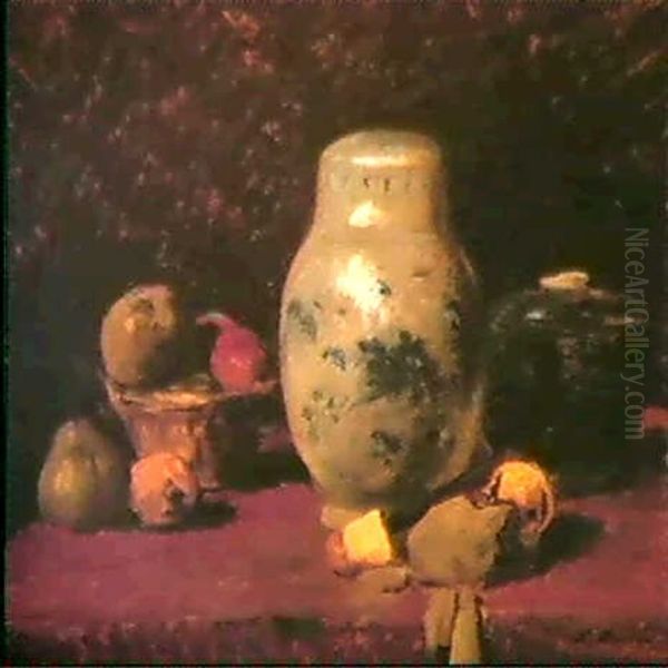 Nature Morte Au Pot Bleu Oil Painting by Jules Dupre