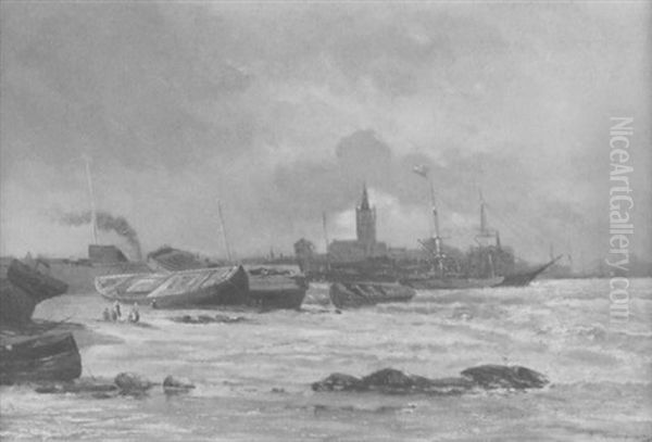 Ansicht Des Hafens Von Plymouth Oil Painting by Jean Baptiste Henri Durand-Brager