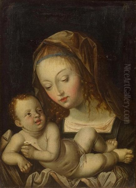 Madonna And Child With The Pear Oil Painting by Albrecht Duerer