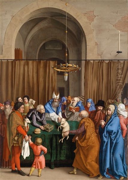 Die Zuruckweisung Der Opfer Joachims Im Tempel Oil Painting by Albrecht Duerer