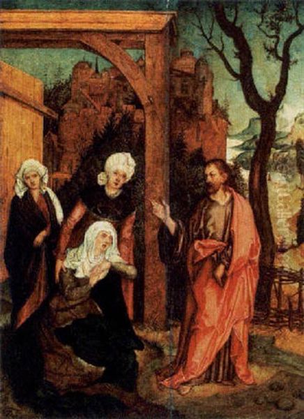 Christ Taking Leave From His Mother Oil Painting by Albrecht Duerer