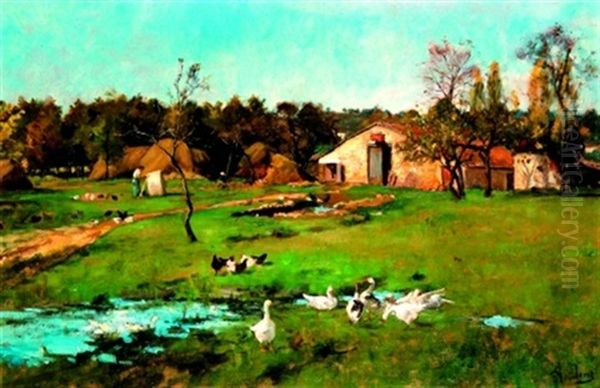 Ferme Oil Painting by Auguste Durst