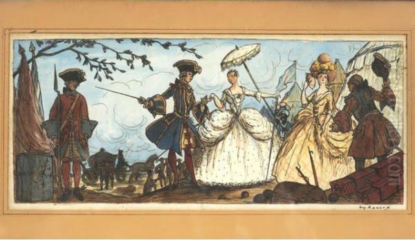 Les Elegantes A La Greve Oil Painting by Guy Arnoux