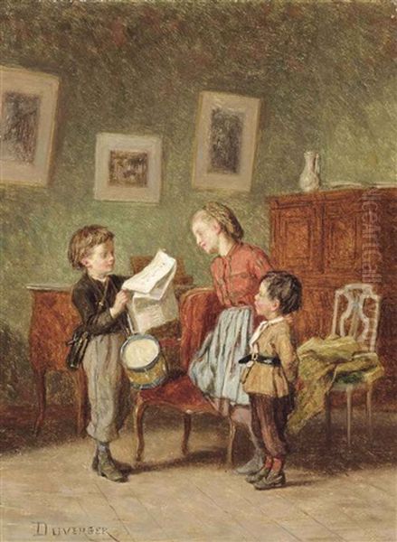 The Drummer Boy Oil Painting by Duverger, Theophile Emmanuel