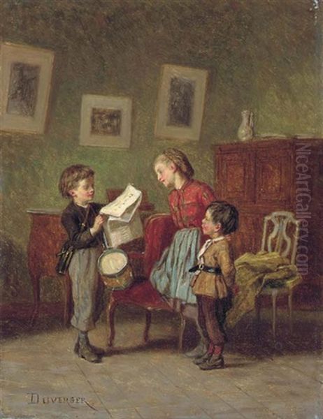 The Drummer Boy Oil Painting by Theophile Emmanuel Duverger