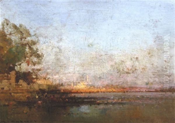 Vue Du Bosphore Et De L'ancienne Constantinople (?) Oil Painting by Henri Duvieux