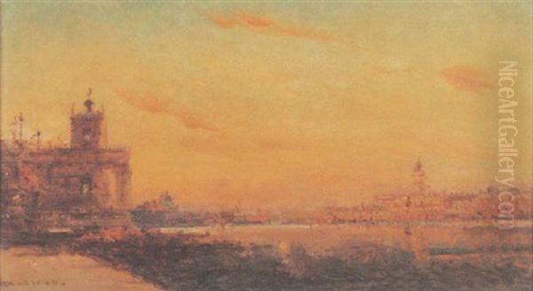 Sonnenuntergang Uber Venedig Oil Painting by Henri Duvieux