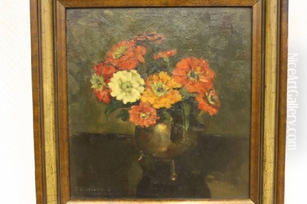 Bloemen In Koperen Pot Oil Painting by Alida Margaretha Arntzenius Doorman