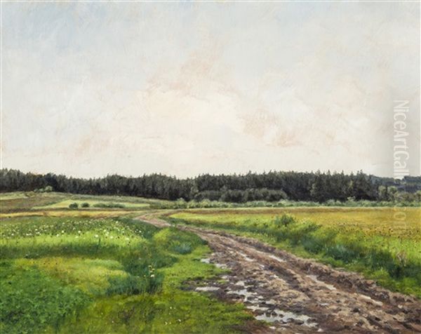 Road To The Forest Oil Painting by Bohuslav Dvorak