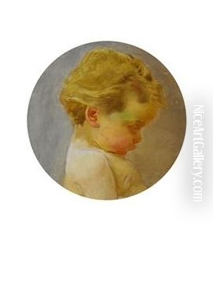 Ein Kinderkopf (study) Oil Painting by Frantisek Dvorak