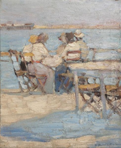 Personnages En Bord De Mer Oil Painting by Tit Yakovlevich (Yakovich) Dvornikov