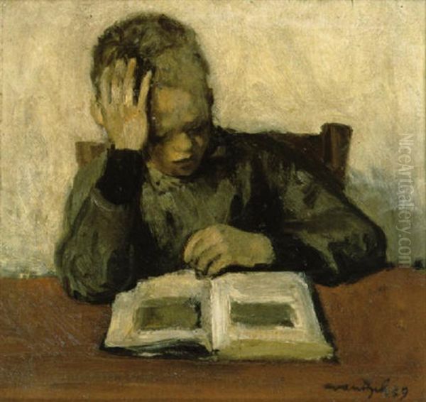 Lezend Knaapje Oil Painting by Albert Van Dyck