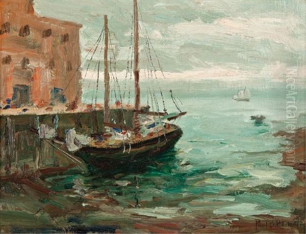 Low Tide In Harbour Oil Painting by Paul Barnard Earle