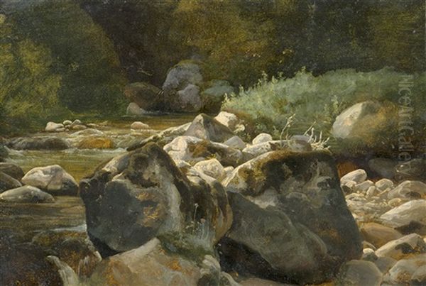 Steiniges Flussbett Oil Painting by Robert Eberle