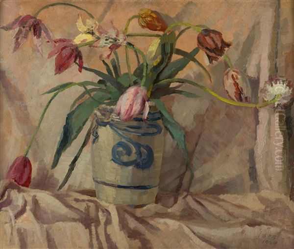 Tulpen In Einer Vase Oil Painting by Hermann Ebers