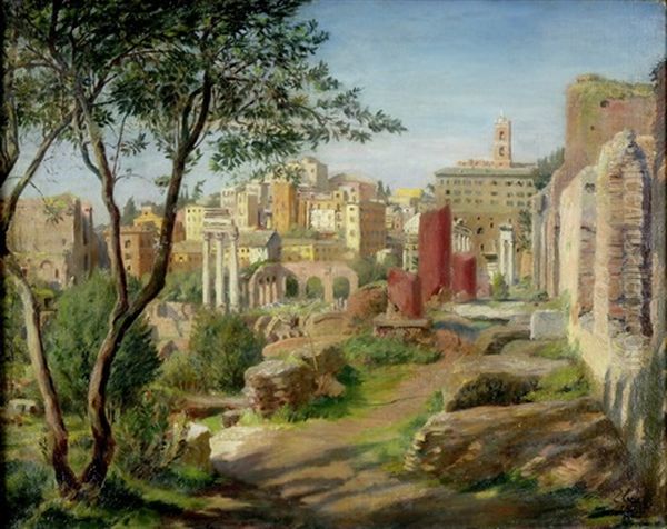 Ansicht Des Forum Romanum Oil Painting by Hermann Ebers