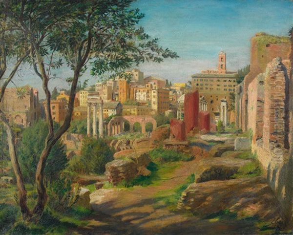 Das Forum Romanum Oil Painting by Hermann Ebers