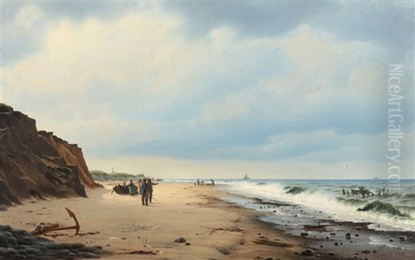 North Sea Beach Near Agger Oil Painting by Christian Frederic Eckardt