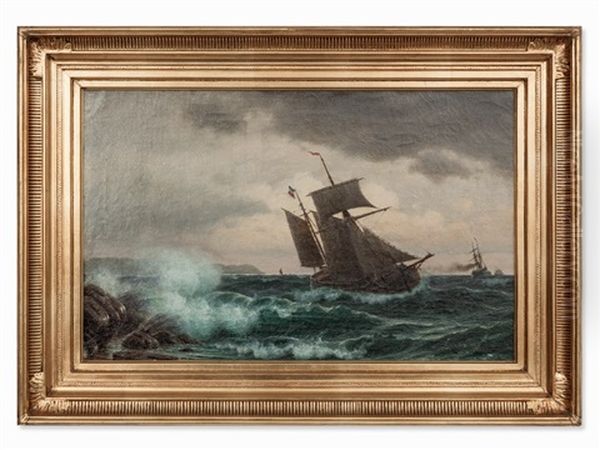 Sailing Ships At The Coast Oil Painting by Christian Eckardt