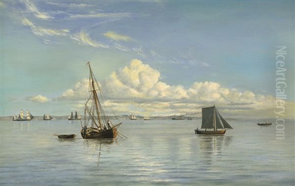 Schiffe Vor Der Schwedischen Kuste Oil Painting by Christian Frederic Eckardt