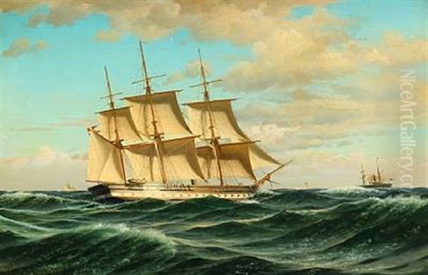 Fregatten Jylland Under Sejl (the Danish Frigate Jylland) Oil Painting by Christian Frederic Eckardt
