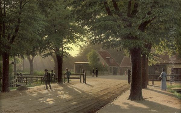 Idyllischer Sommertag Am Eingang Des Dyrehaven Nordlich Von Kopenhagen Oil Painting by Christian Eckardt