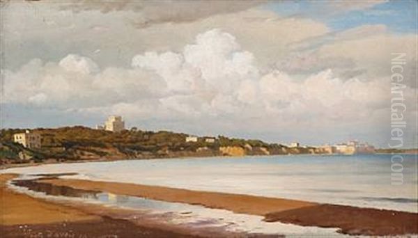 Coastal Scene From Anzio In Italy Oil Painting by Christian Frederic Eckardt