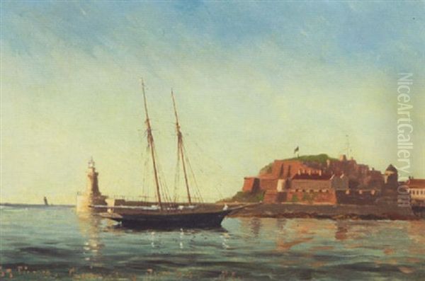Indsejlingen Til St. Pieme Oil Painting by Christian Frederic Eckardt