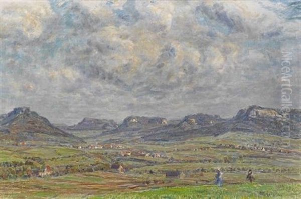 Eyachtal Bei Balingen Oil Painting by Friedrich Eckenfelder