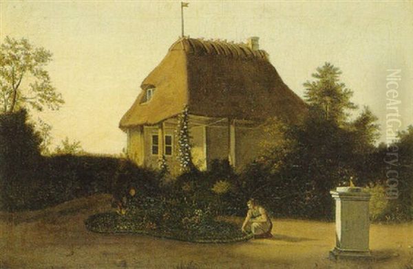Fra Sanderumgards Have Oil Painting by Christoffer Wilhelm Eckersberg