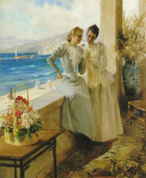 Pa Altanen Oil Painting by Albert Edelfelt