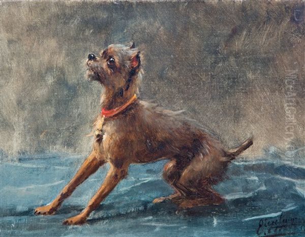 Wachtend Op Een Koekje Van De Baas Oil Painting by Otto Eerelman