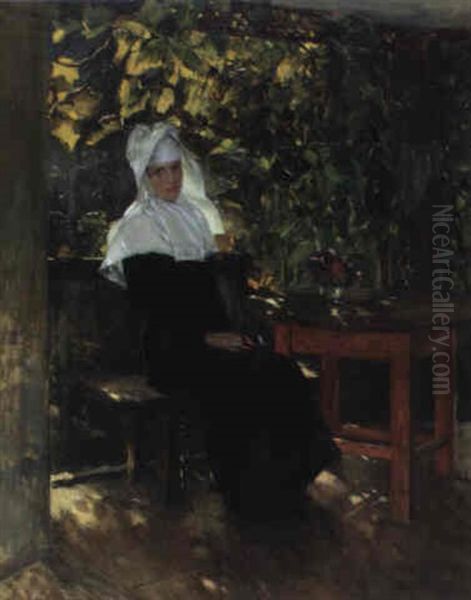 Im Klostergarten Oil Painting by Albin Egger-Lienz