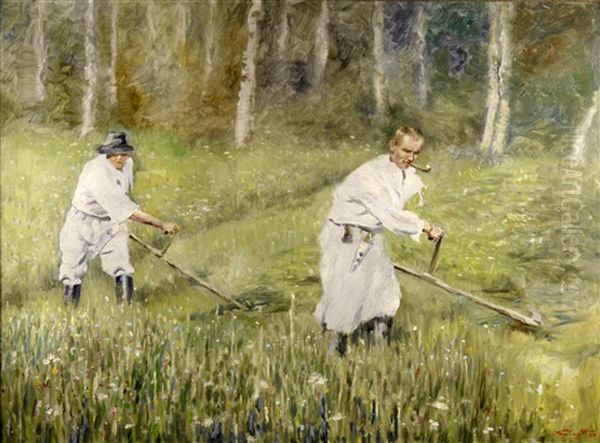 Harvesters Oil Painting by Ludvik Ehrenhaft