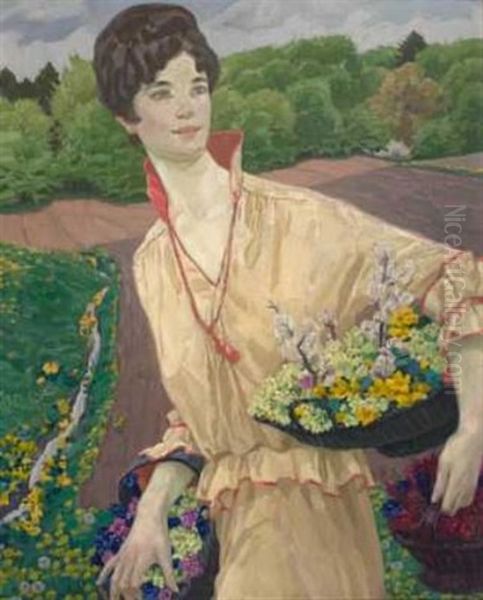 Flora Oil Painting by Reinhold Max Eichler