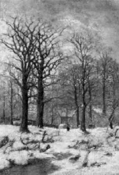 Schneebedeckte Waldlandschaft Oil Painting by Willem Hendrick Eickelberg