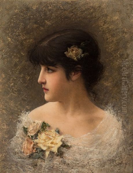 Portrait Of A Young Beauty Oil Painting by Emile Eisman-Semenowsky