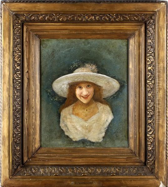 Portrait Study Of A Girl Oil Painting by Emile Eisman-Semenowsky