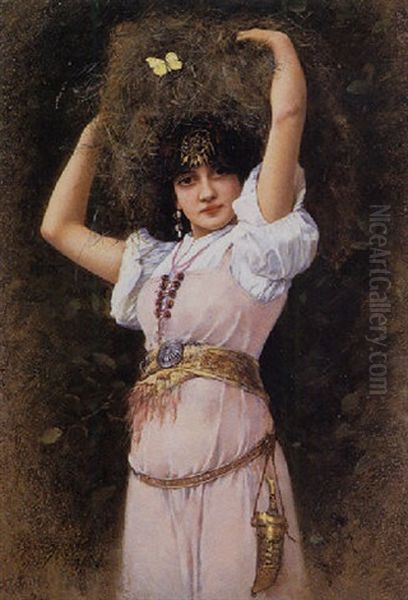 Gathering Hay Oil Painting by Emile Eisman-Semenowsky