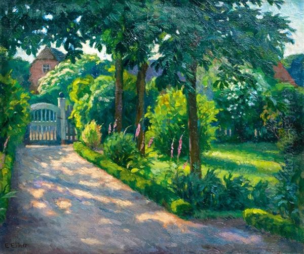 Der Garten Des Kunstlers Oil Painting by Ernst (Wilhelm Heinrich E. ) Eitner